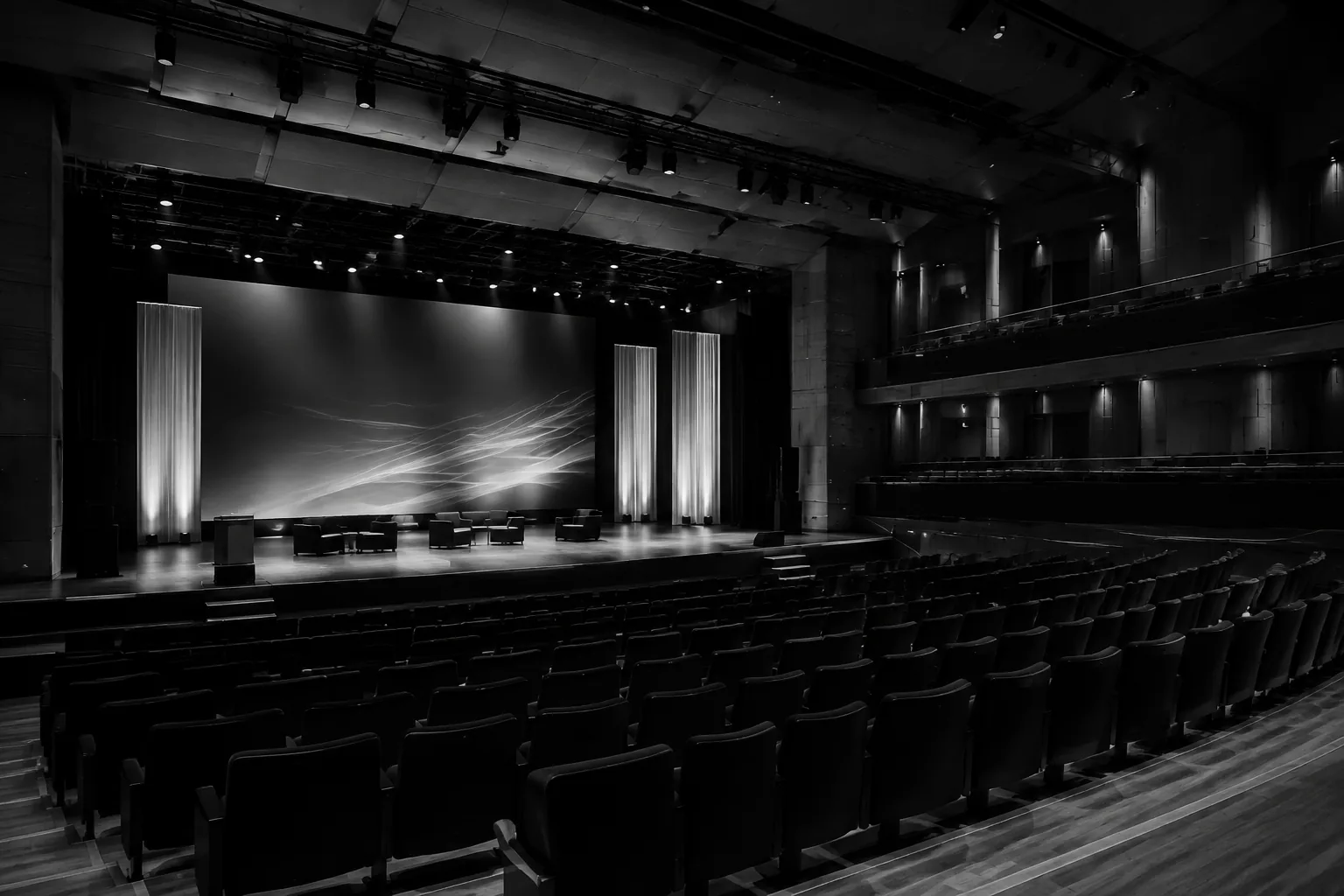Interior de un teatro moderno preparado para un evento